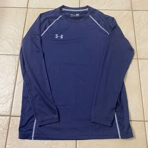 Under Armour HeatGear Mens‎ Small Navy Blue Long Sleeve Performance Shirt Loose
